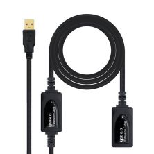 Cable Prolongador con Amplificador USB 2.0 Tipo A/M a Tipo A/H - 15 m · Negro