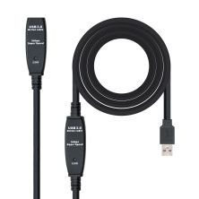 Cable Prolongador con Amplificador USB 3.0 Tipo A/M a Tipo A/H - 10 m · Negro