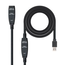 Cable Prolongador con Amplificador USB 3.0 Tipo A/M a Tipo A/H - 15 m · Negro