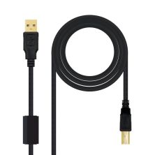 Cable para Impresora USB 2.0 Tipo A/M a USB Tipo B/M - 5 m · Negro