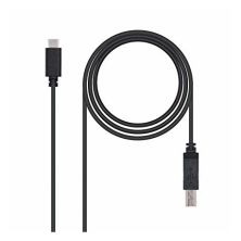 Cable para Impresora USB 2.0 3A USB Tipo C/M a Tipo B/M - 2 m · Negro