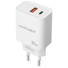Cargador de Pared NANOCABLE - 30W · USB Tipo C · USB · Blanco