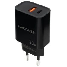 Cargador de Pared NANOCABLE - 30W · USB Tipo C · USB · Negro