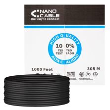 Bobina de Cable de Red Rígido RJ45 Cat 6 UTP - 100 m · Negro