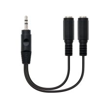 Cable Audio Estéreo 2xJack 3.5mm-H a Jack 3.5mm-M - 0.15 m · Negro