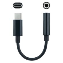 Adaptador USB Tipo C-M a Jack 3.5mm-H - 11 cm · Negro