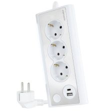 Regleta con Interruptor NANOCABLE - 3xSchuko · 1xUSB · 1xUSB Tipo C · 1.5m · Blanco