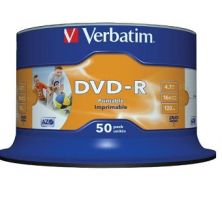 DVD+R VERBATIM Imprimible 43512 - 4.7GB · 16X · Tarrina 50 unidades