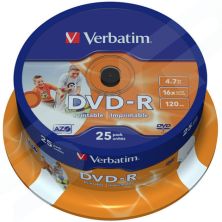 DVD-R VERBATIM Imprimible 43538 - 4.7GB · 16X · Tarrina 25 unidades