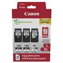 Pack 3 Cartuchos Originales y Papel de Foto CANON PG540L/Cl541XL BK+C+M+Y - 5224B017