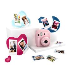 Cámara Instantánea FUJIFILM Instax Mini 12 - 62x46 mm · Batería · Papel 10 Fotos · 3 Porta Retratos · Rosa