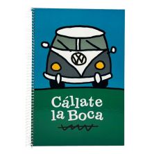 Cuaderno CALLATE LA BOCA 743525 - A4 · 80 Hojas · Espiral · 90gr · Furgoneta Gris