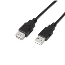 Cable Alargador USB 2.0 Tipo A Macho/Hembra - 1m · Negro