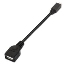 Cable Alargador USB 2.0 OTG Tipo A/H a Micro USB Tipo B/M - 0.15 cm · Negro