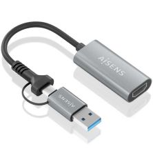 Cable Conversor USB con Adaptador USB Tipo C a HDMI/H - 15cm · Gris