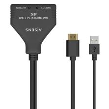 Cable HDMI 2xDuplicador con Alimentación USB - 0.30m · Negro