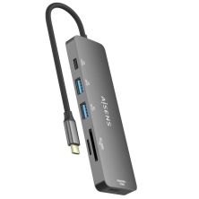 Docking USB Tipo C Aisens ASUC-6P016-GR - 2xUSB 3.0 · 1xlector tarjeta SD · 1xHDMI · 1xRanura TF · 1xUSB Tipo C · Gris