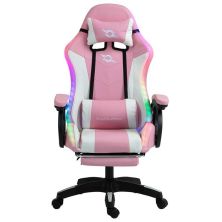 Silla Gaming POWERGAMING - Diseño Ergonómico · Reposapies · Rosa/Blanco