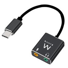 Adaptador de Audio USB Tipo C a 2xJack 3.5mm · Negro