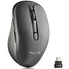 Ratón Inalámbrico Ergonomico NGS Evo Jot - BT · USB Tipo C · 1600DPI · Negro