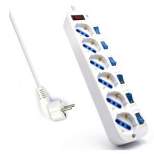 Regleta con Interruptor EWENT EW3932 - 6xSchucko · 5m · Blanco