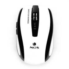 Ratón Inalámbrico NGS White Flea Advanced FLEAADVANCEDWHITE - USB · 1600DPI · Blanco/Negro