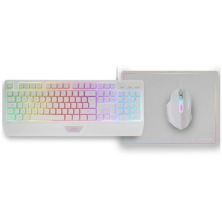 Pack Gaming con Cable MARS GAMING MCP124WES - Teclado · Ratón Óptico · Alfombrilla · Blanco