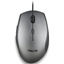 Ratón con Cable Ergonómico NGS Gray - USB Tipo C · 1600DPI · Gris