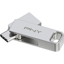Pendrive PNY Duo Link - 64GB · USB-A · USB-C · Acero inoxidable