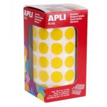 Papel   Etiquetas APLI ROLLO GOMETS REDONDOS 15.0 AMARILLO 2832UD