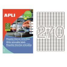 Etiquetas Adhesivas APLI 10197- 17.8  x 10 mm · 25 Hojas · Blanco