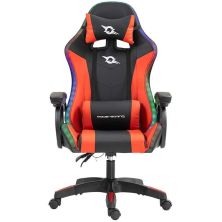 Silla Gaming POWERGAMING - Diseño Ergonómico · Reposapies · Luces RGB · Rojo/Negro