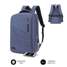 Mochila para Portátil SUBBLIM City Backpack SUB-BP-2BL2001 - Resistente al Agua · USB · 15,6" · Azul