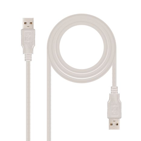 Cable USB 2.0 Tipo A M/M - 1 m · Beige