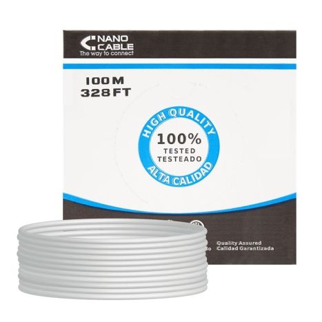 Bobina de Cable de Red RJ45 Cat 6 UTP - 100 m · Gris