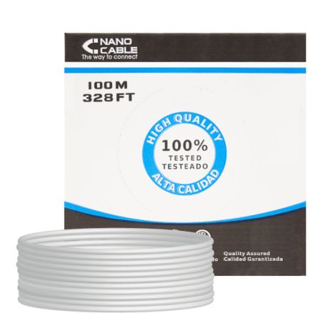 Bobina de Cable de Red Rígido RJ45 Cat 5E FTP - 100 m · Blanco