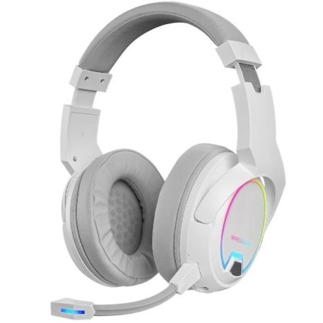 Auriculares Gaming Diadema Inalámbricos MARS GAMING MHW100W -  BT 5.0 · Jack 3.5mm · USB · Micrófono · Blanco