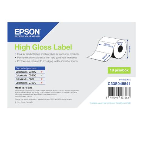 Rollo de Etiquetas EPSON High Gloss Label 102 mm x 152 mm - S045541