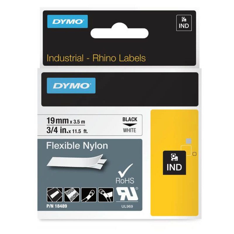 Cinta Original DYMO Rhino ID1-19 Negro/Blanco 19mm x 3.5m - 58557