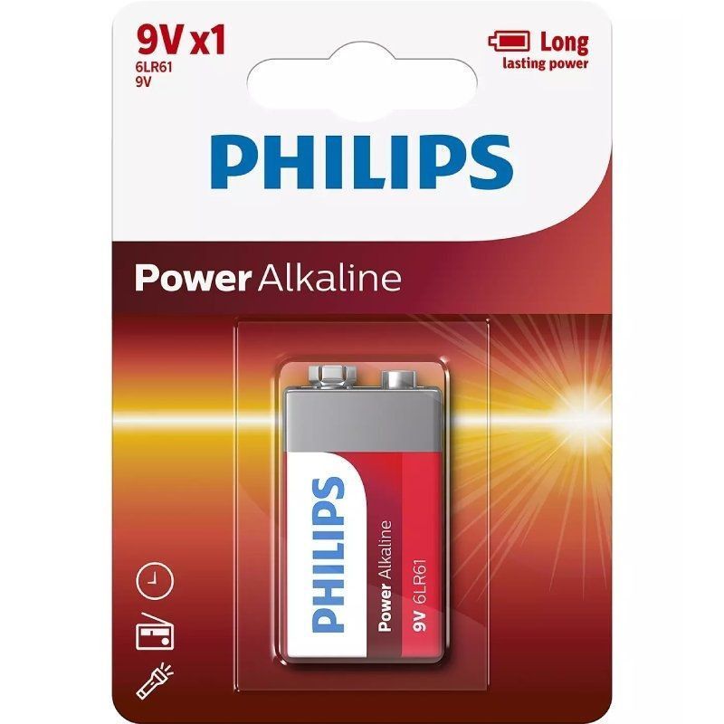 Pila Alcalina PHILIPS 6LR61P1B/10 - 9V