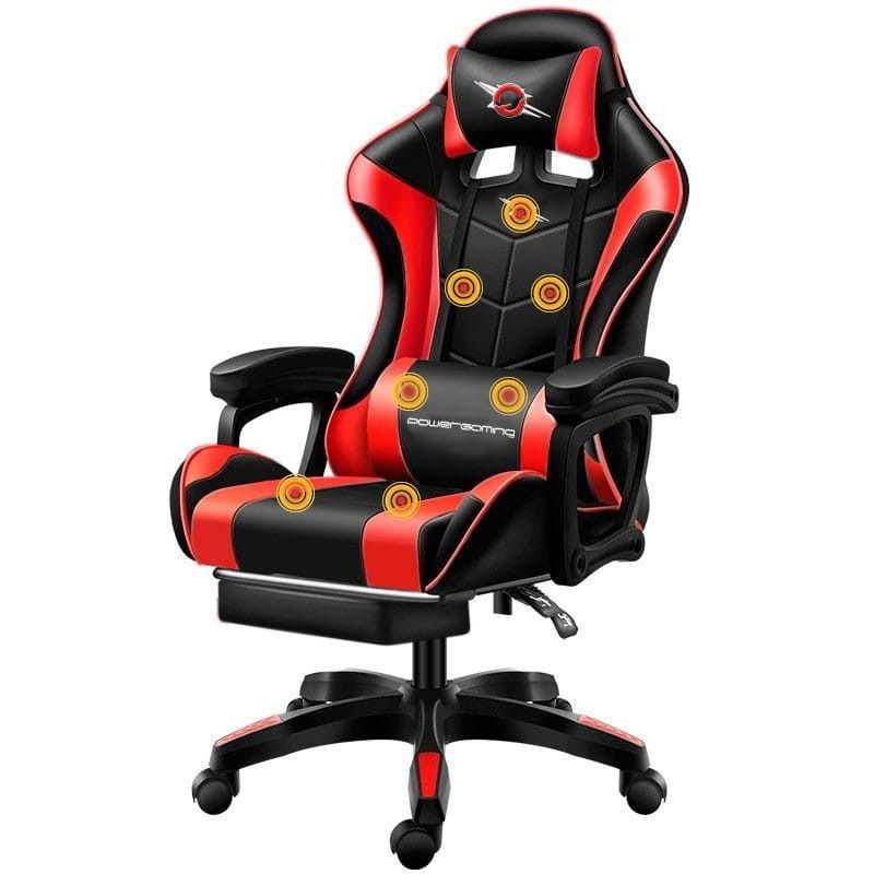 Silla Gaming POWERGAMING - Diseño Ergonómico · Reposapies · Luz RGB · Masaje · Negro