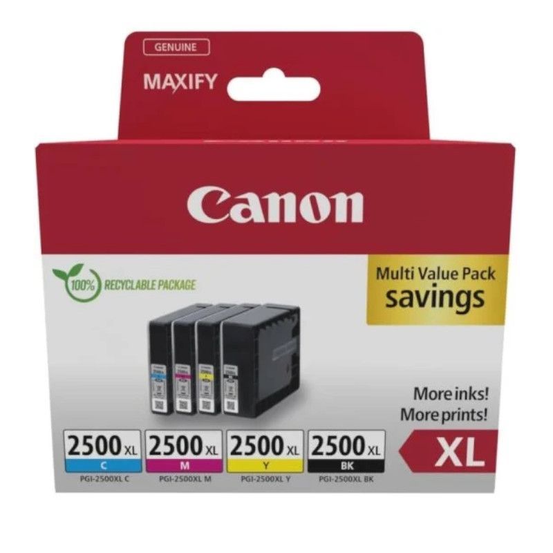 Pack 4 Cartuchos Originales CANON PGI2500XL BK+C+M+Y - 9254B010