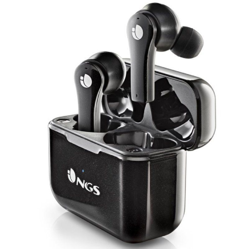 Auriculares Inalámbricos NGS Ártica Bloom ARTICABLOOMBLACK - BT. 5.1 · Bat. 400mAh · Micrófono · Estuche de Carga · Negro