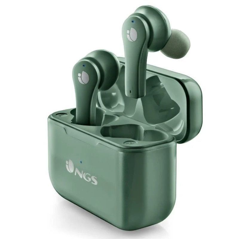 Auriculares Inalámbricos NGS Ártica Bloom ARTICABLOOMGREEN - BT. 5.1 · Bat. 400mAh · Micrófono · Estuche de Carga · Verde