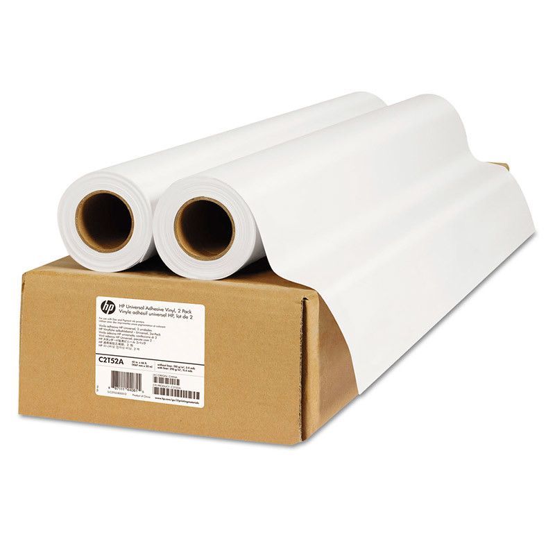 Pack 2 Papel para Plotter HP Universal Adhesivo Vinyl 1067mm x 20.1m 42" 90g Blanco - C2T52A