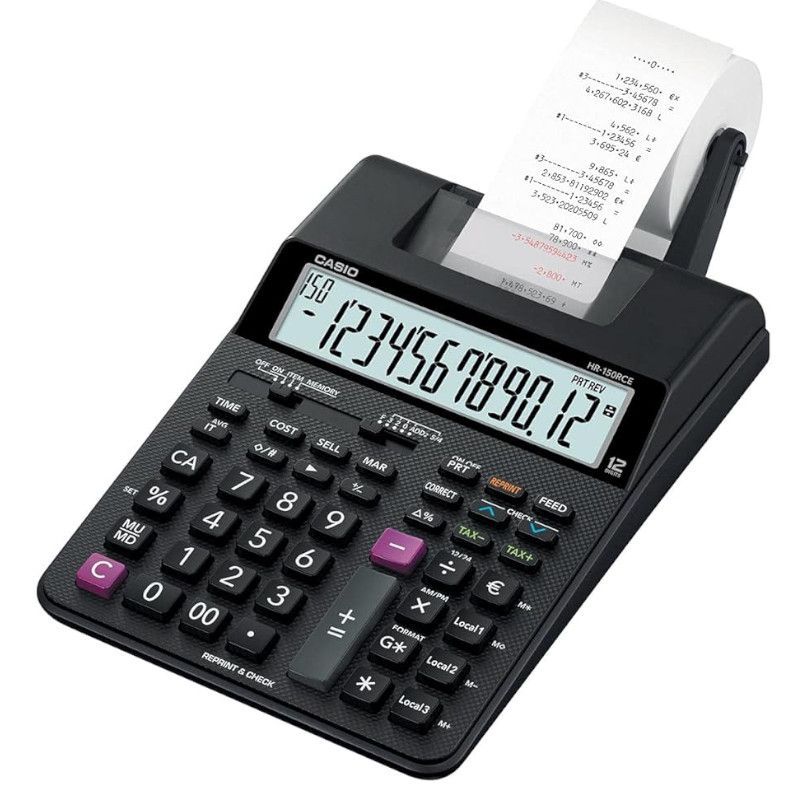 Calculadora de Oficina con Impresora CASIO HR-150RCE - Negro