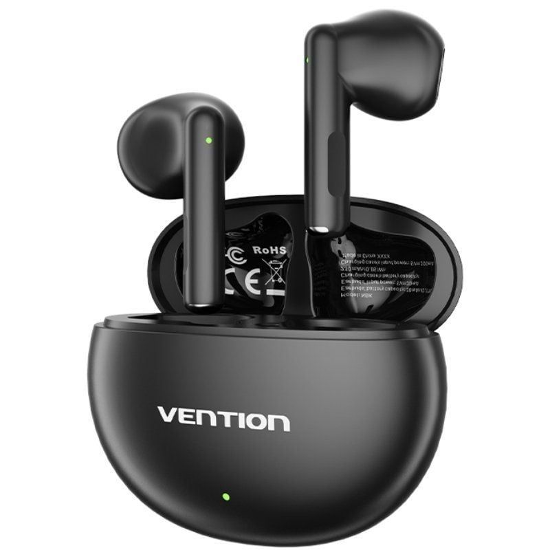 Auriculares Inalámbricos VENTION ELF 06 NBKB0 - BT. 5.3 · Micrófono · Estuche de Carga · Negro