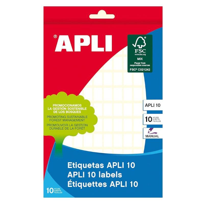 Etiquetas APLI PL01632 - 8x12mm · 10 Hojas de 120 Etiquetas