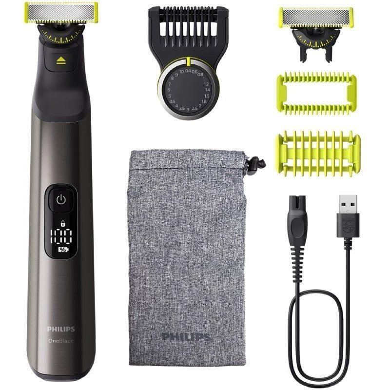 Cortabarbas con Recortadora con Bateria PHILIPS Oneblade Pro 360 - 5 Accesorios · Negro