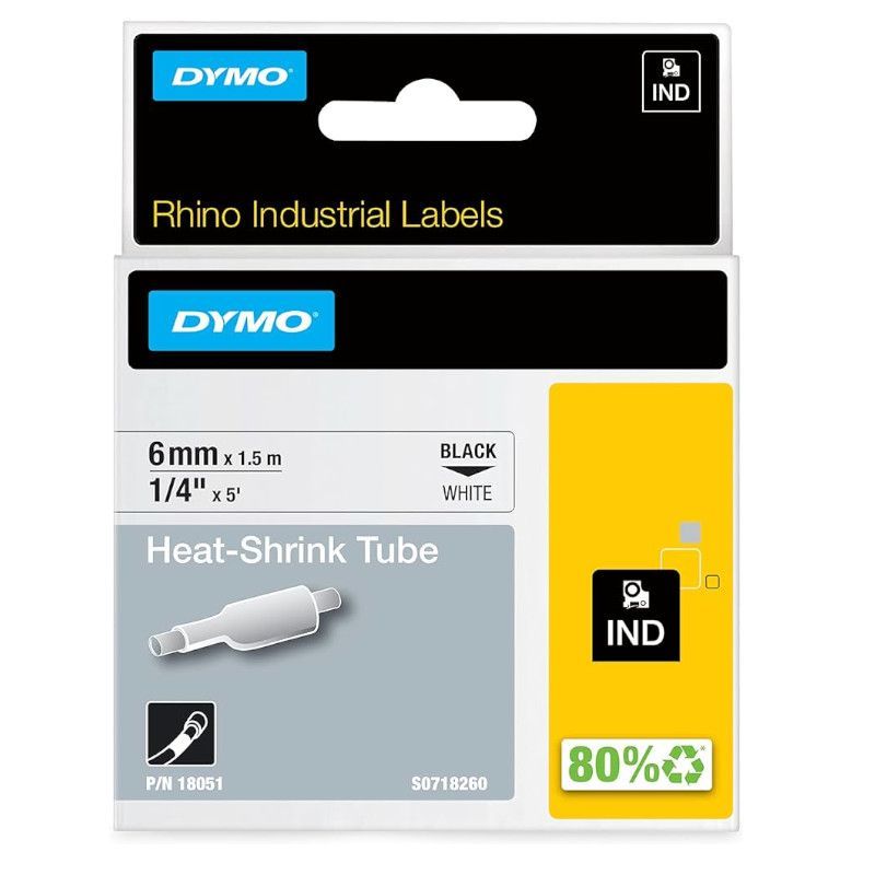 Cinta Original DYMO S0718260 Negro sobre Blanco 6mm x 1.5m - S0718260